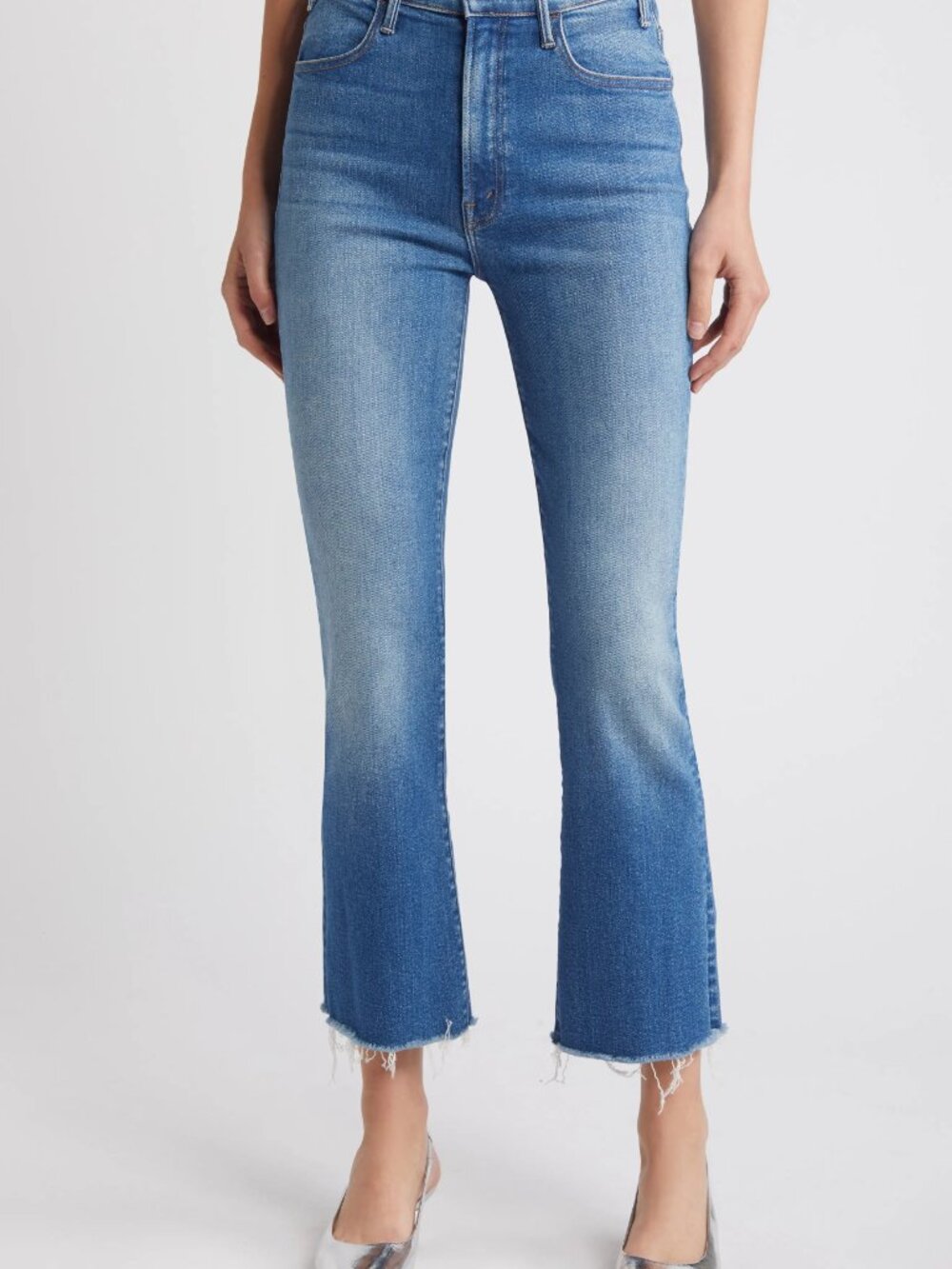MOTHER Light Blue The Hustler Ankle Fray Jeans